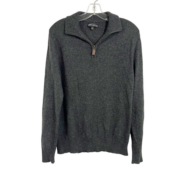J. Crew Men's Lambswool Gray Quarter Zip Pullover Sweater - Size Small - Picture 1 of 6